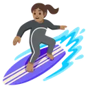 Woman Surfing: Medium Skin Tone
