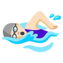 Woman Swimming: Light Skin Tone