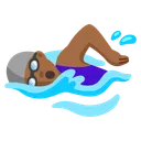 Woman Swimming: Medium-Dark Skin Tone