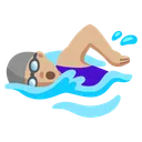 Woman Swimming: Medium-Light Skin Tone