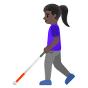 Woman with White Cane: Dark Skin Tone