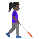 Woman with White Cane Facing Right: Dark Skin Tone