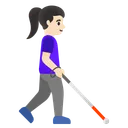 Woman with White Cane Facing Right: Light Skin Tone