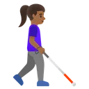 Woman with White Cane Facing Right: Medium-Dark Skin Tone