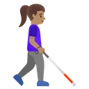 Woman with White Cane Facing Right: Medium Skin Tone