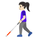 Woman with White Cane: Light Skin Tone