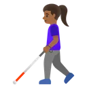 Woman with White Cane: Medium-Dark Skin Tone
