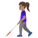 Woman with White Cane: Medium Skin Tone