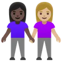 Women Holding Hands: Dark Skin Tone, Medium-Light Skin Tone