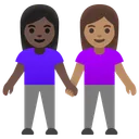 Women Holding Hands: Dark Skin Tone, Medium Skin Tone