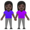 Women Holding Hands: Dark Skin Tone