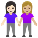 Women Holding Hands: Light Skin Tone, Medium-Light Skin Tone