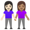 Women Holding Hands: Light Skin Tone, Medium Skin Tone