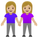 Women Holding Hands: Medium-Light Skin Tone