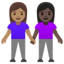 Women Holding Hands: Medium Skin Tone, Dark Skin Tone