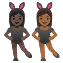 Women With Bunny Ears: Dark Skin Tone, Medium-Dark Skin Tone