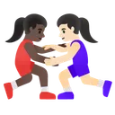 Women Wrestling: Dark Skin Tone, Light Skin Tone