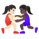 Women Wrestling: Light Skin Tone, Dark Skin Tone