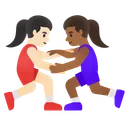 Women Wrestling: Light Skin Tone, Medium-Dark Skin Tone
