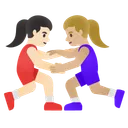 Women Wrestling: Light Skin Tone, Medium-Light Skin Tone