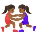 Women Wrestling: Medium-Dark Skin Tone