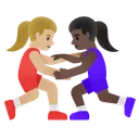 Women Wrestling: Medium-Light Skin Tone, Dark Skin Tone