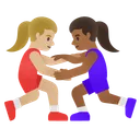 Women Wrestling: Medium-Light Skin Tone, Medium-Dark Skin Tone