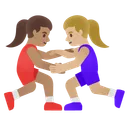 Women Wrestling: Medium Skin Tone, Medium-Light Skin Tone