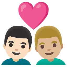 Couple with Heart: Man, Man, Light Skin Tone, Medium-Light Skin Tone — Google