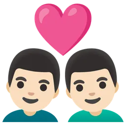 Couple with Heart: Man, Man, Light Skin Tone — Google