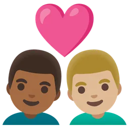 Couple with Heart: Man, Man, Medium-Dark Skin Tone, Medium-Light Skin Tone — Google