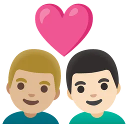Couple with Heart: Man, Man, Medium-Light Skin Tone, Light Skin Tone — Google
