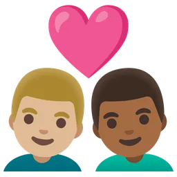 Couple with Heart: Man, Man, Medium-Light Skin Tone, Medium-Dark Skin Tone — Google