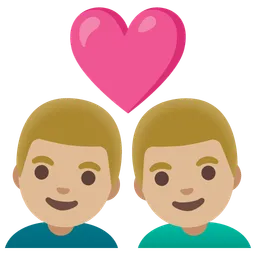 Couple with Heart: Man, Man, Medium-Light Skin Tone — Google