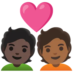 Couple with Heart: Person, Person, Dark Skin Tone, Medium-Dark Skin Tone — Google
