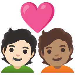 Couple with Heart: Person, Person, Light Skin Tone, Medium Skin Tone — Google