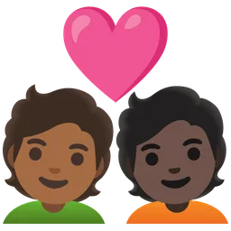 Couple with Heart: Person, Person, Medium-Dark Skin Tone, Dark Skin Tone — Google