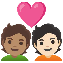 Couple with Heart: Person, Person, Medium Skin Tone, Light Skin Tone — Google
