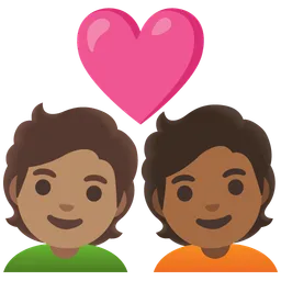 Couple with Heart: Person, Person, Medium Skin Tone, Medium-Dark Skin Tone — Google