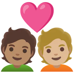 Couple with Heart: Person, Person, Medium Skin Tone, Medium-Light Skin Tone — Google