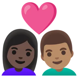 Couple with Heart: Woman, Man, Dark Skin Tone, Medium Skin Tone — Google