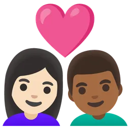 Couple with Heart: Woman, Man, Light Skin Tone, Medium-Dark Skin Tone — Google