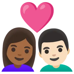 Couple with Heart: Woman, Man, Medium-Dark Skin Tone, Light Skin Tone — Google