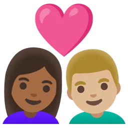 Couple with Heart: Woman, Man, Medium-Dark Skin Tone, Medium-Light Skin Tone — Google