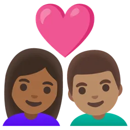 Couple with Heart: Woman, Man, Medium-Dark Skin Tone, Medium Skin Tone — Google