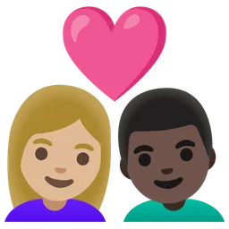 Couple with Heart: Woman, Man, Medium-Light Skin Tone, Dark Skin Tone — Google