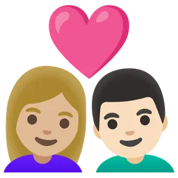 Couple with Heart: Woman, Man, Medium-Light Skin Tone, Light Skin Tone — Google