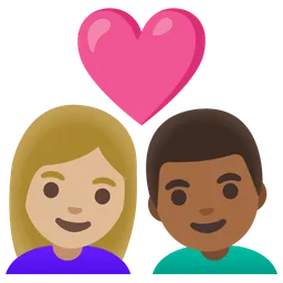 Couple with Heart: Woman, Man, Medium-Light Skin Tone, Medium-Dark Skin Tone — Google