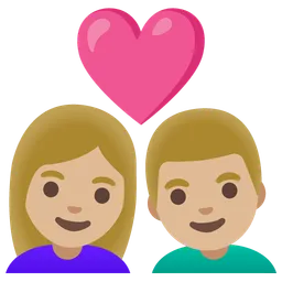 Couple with Heart: Woman, Man, Medium-Light Skin Tone — Google