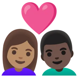 Couple with Heart: Woman, Man, Medium Skin Tone, Dark Skin Tone — Google